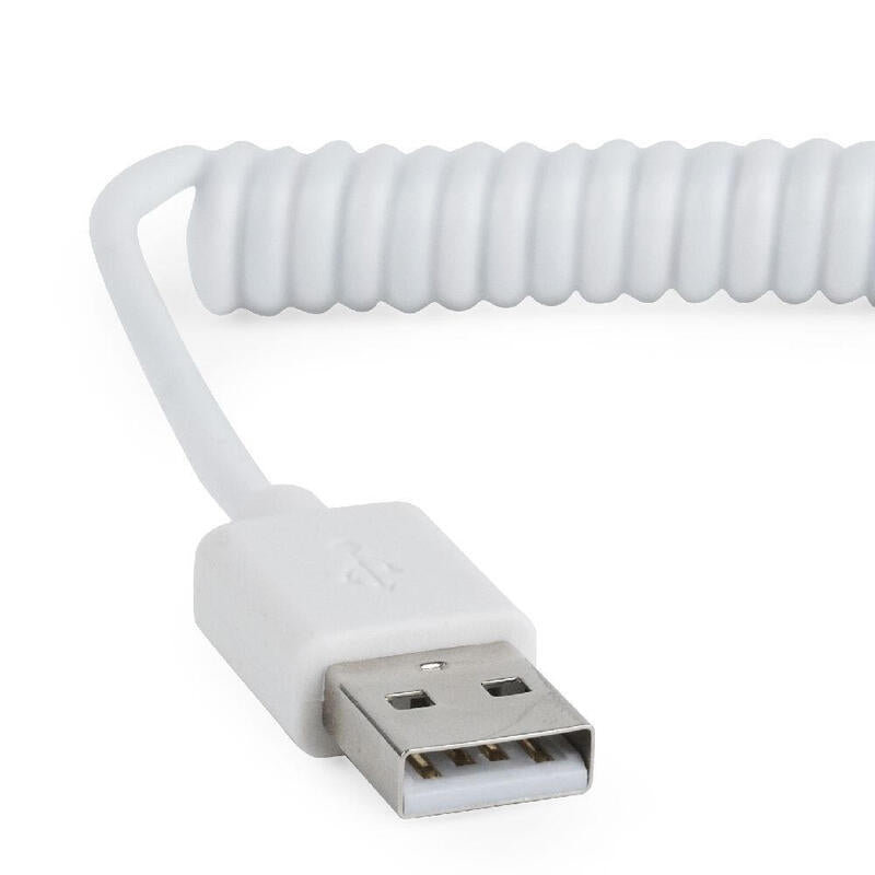 Cable Usb Espiral Carga Y Sincronización Micro Usb, 1,80 M, Blanco Cc-Musb2c-Ambm-6-W