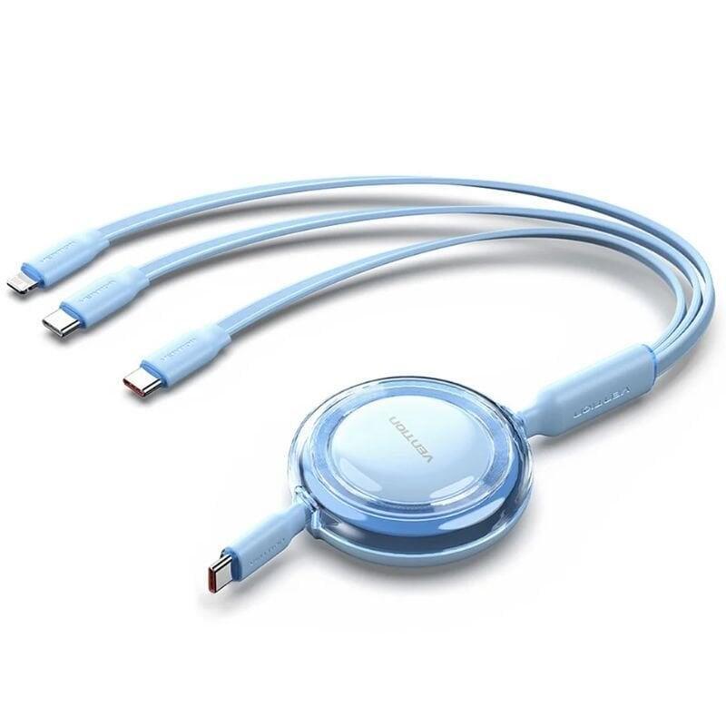 Cable Usb Tipo-C 2.0 5a Vention Trjsbe Usb Tipo-C Macho 3x Usb Tipo-C Macho Hasta 100w 480mbps 1.1m Azul