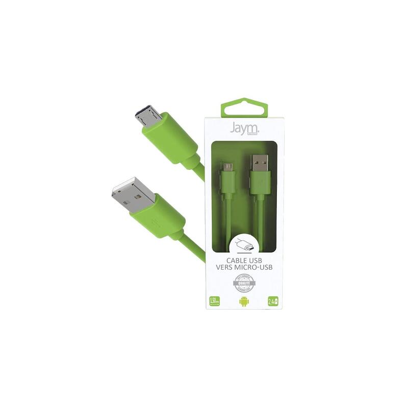 Cable Usb Vers Micro-Usb 1.5m 2.4a Verde - Jaym® Collection Pop**