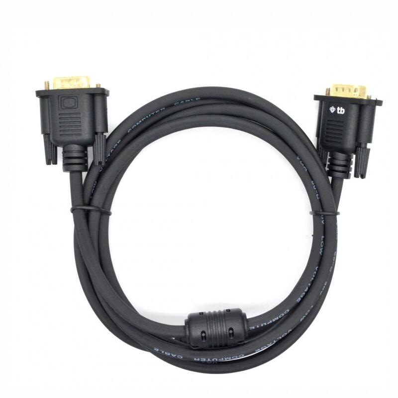 Cable Vga 15m-15m 1.8 M., Negro Chapado En Oro
