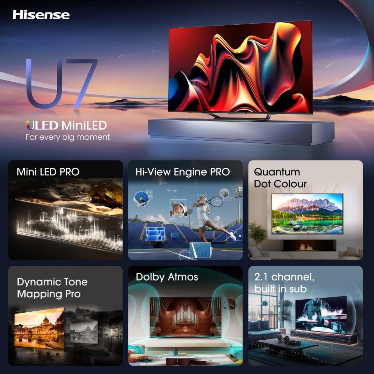 EAN 6942351404325 - Hisense 55U7NQ 139,7 cm (55") 4K Ultra HD Smart TV Wifi Gris 500 cd / m² imagen 4