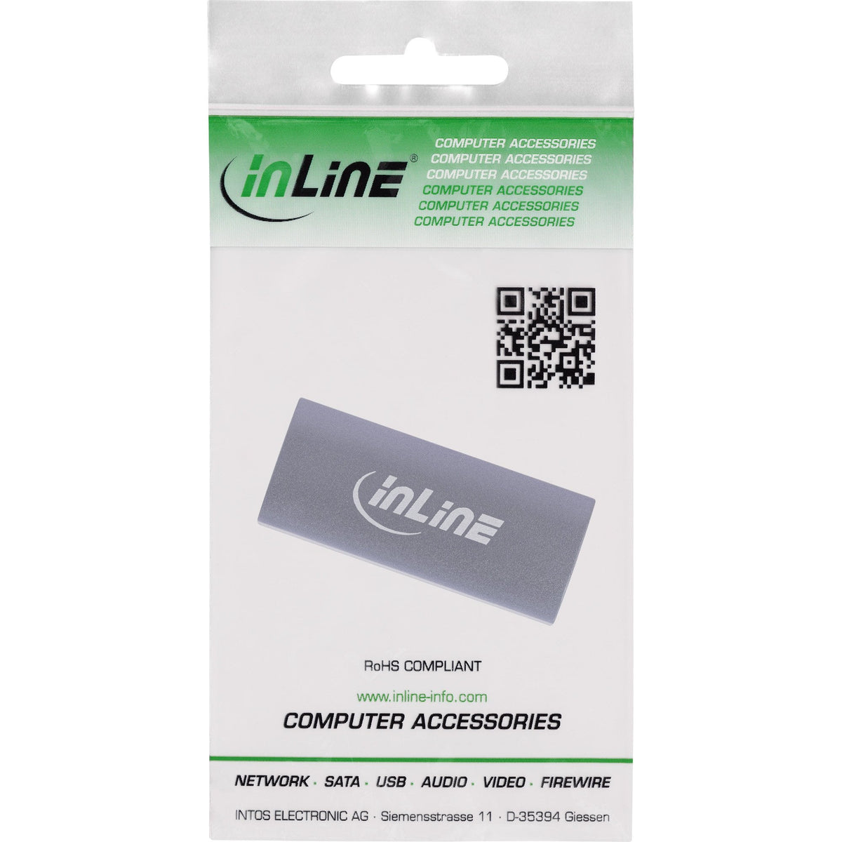 Inline® Usb4 Adapter, Usb-C Female/Female, Aluminium, Gris