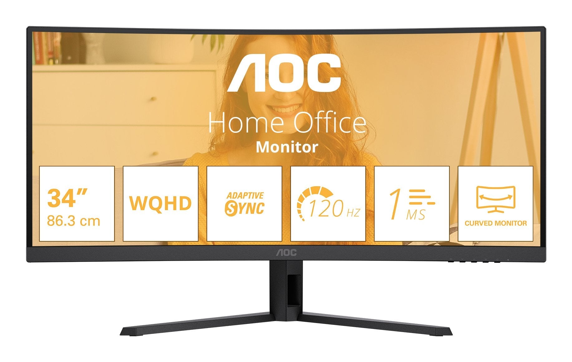 Aoc 86,3cm (34") Cu34b3e 21:09 Hdmi+Dp Curved Black