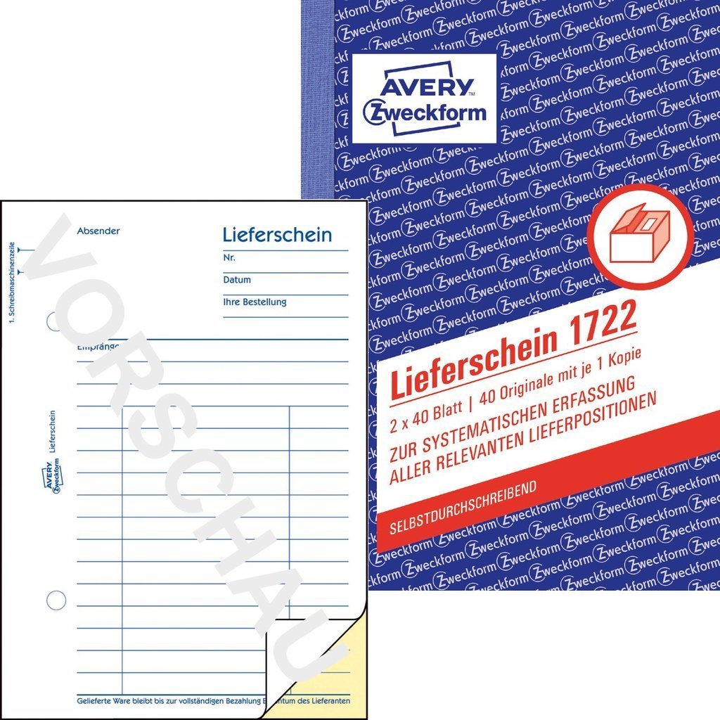 Avery Zweckform Lieferliste - 40 Hoja - A6 (105 X 148 Mm)