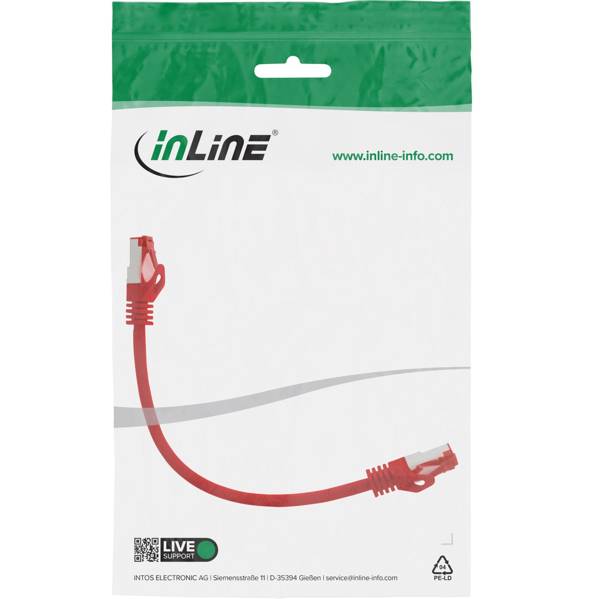 Cable De Red Inline S/Ftp Pimf Cat.6 250mhz Pvc Cca Rojo 0.25m