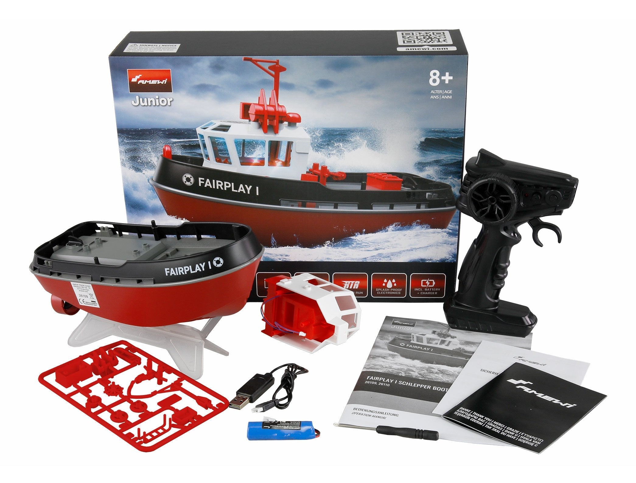 Amewi Rc Schlepperboot Fairplay I 1:72 Rtr Negro