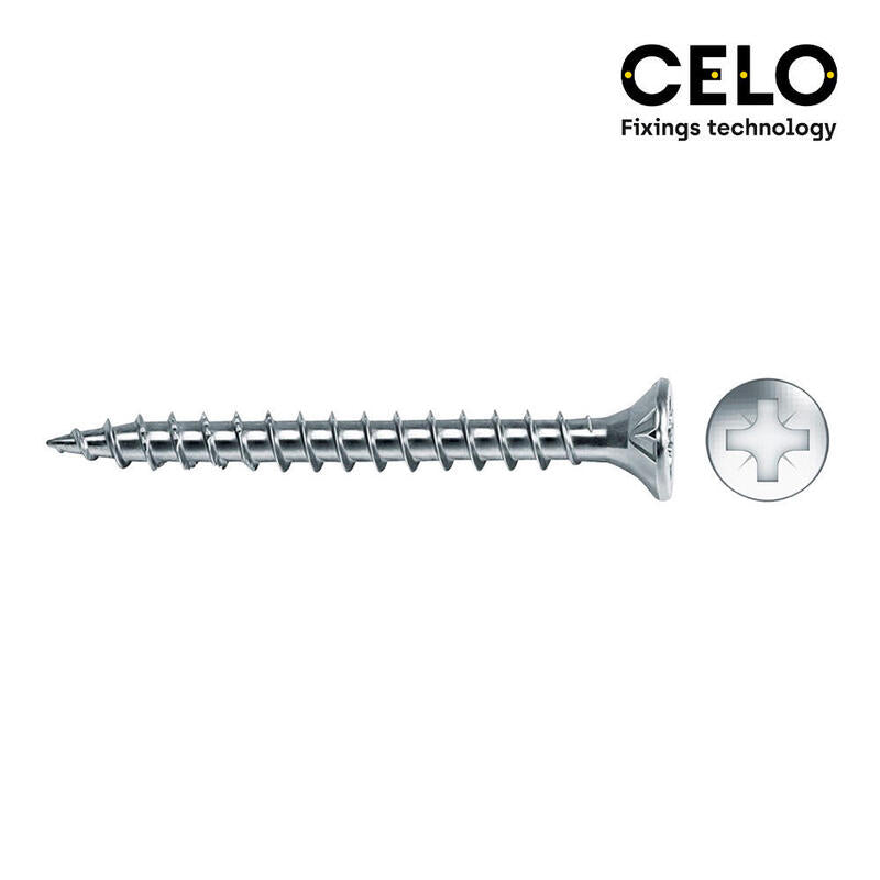Caja 500 Unid. Tornillo Madera Avellanado Pozi Din/Ref Vlox Ø4x35mm Zincado+Lubr. Celo