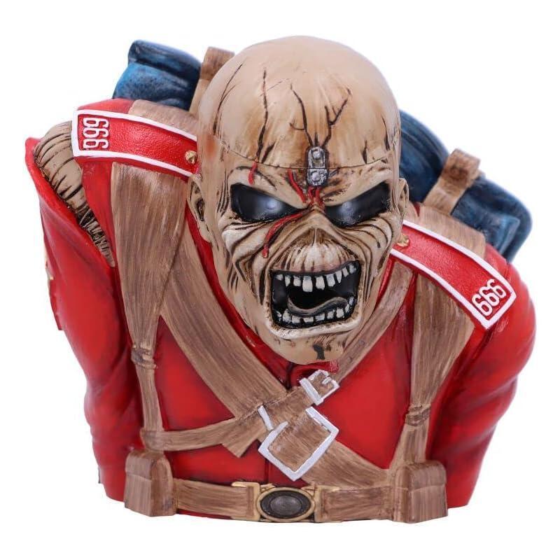 Caja De Busto De Iron Maiden The Trooper Con Licencia Oficial (Pequeña), Color Rojo, 12 Cm
