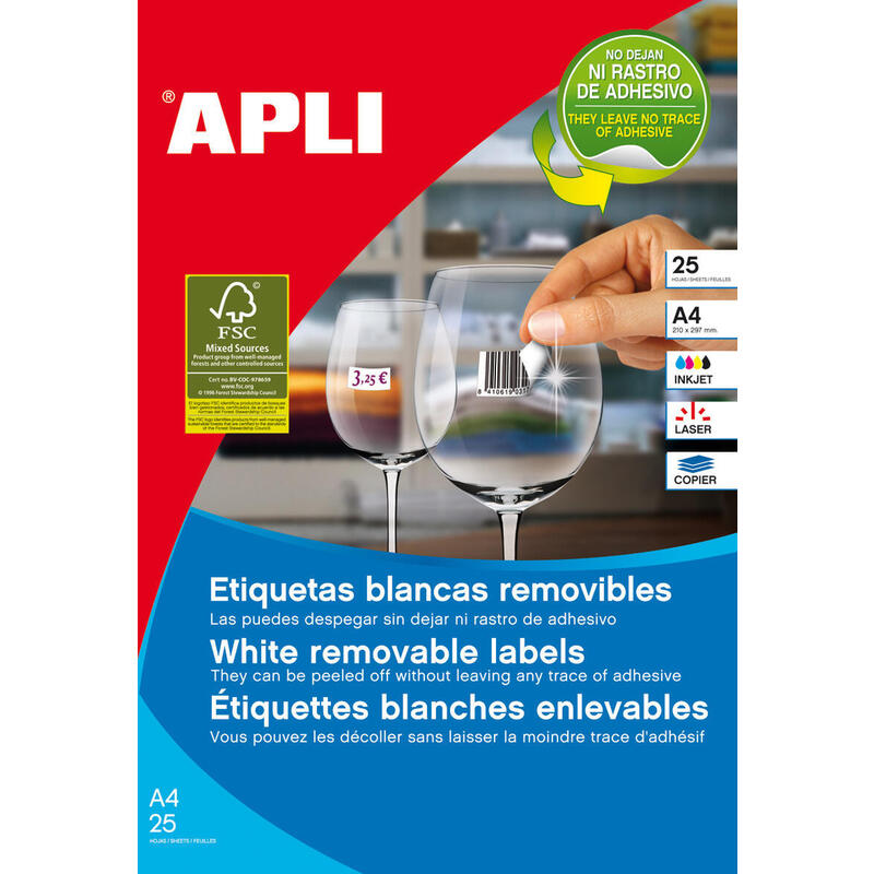 Caja De Etiquetas Adhesivasa4- 35.6 X 16.9 Mm25 Hojas- Apli