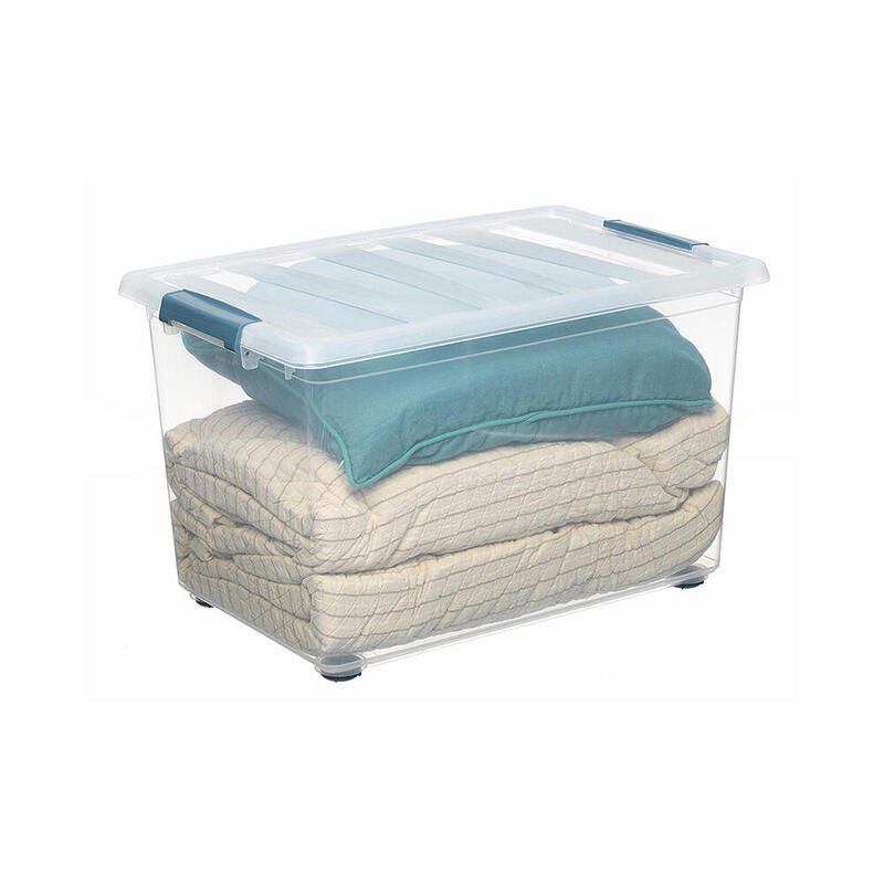 Caja Katla Transparente 57l Con Ruedas Y Asas Ergonomicas 59x39x36,5cm