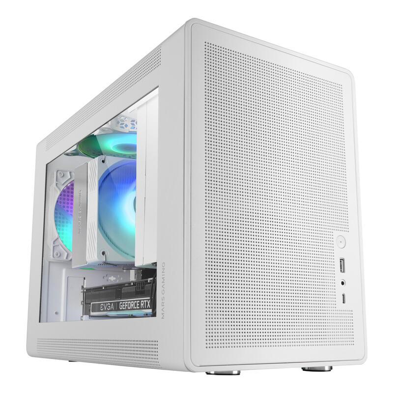 Caja Microatx Mars Gaming Mcxps Cristal Templado Mesh Gpu 280-360mm 1x3.5 2x2.5 Blancocompatible Atx/Sfx