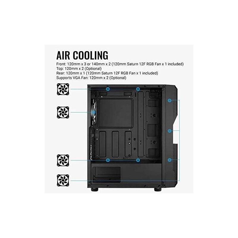 Caja Pc Aerocool Pgs Menace Saturn Rgb-G-Bk-V1 Black Mid Tower Pc Case