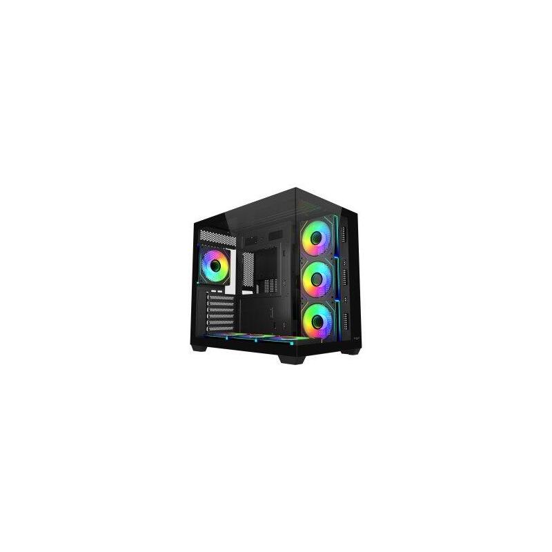 Caja Pc Atx Fsp M341 Cristal Templado Dual Chamber 7xargb Disipador Max 160mm Gpu Max 410mm Negro