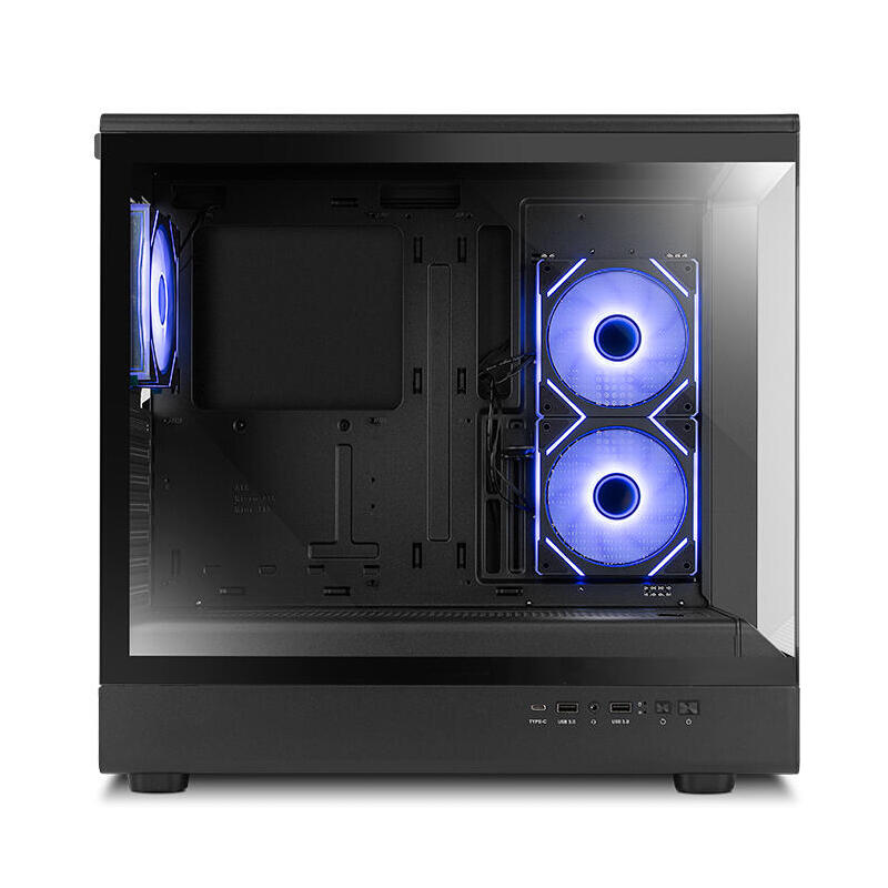 Caja Pc Nox Semitorre Frameless Hummer Signal Argb Negro Usb Type C