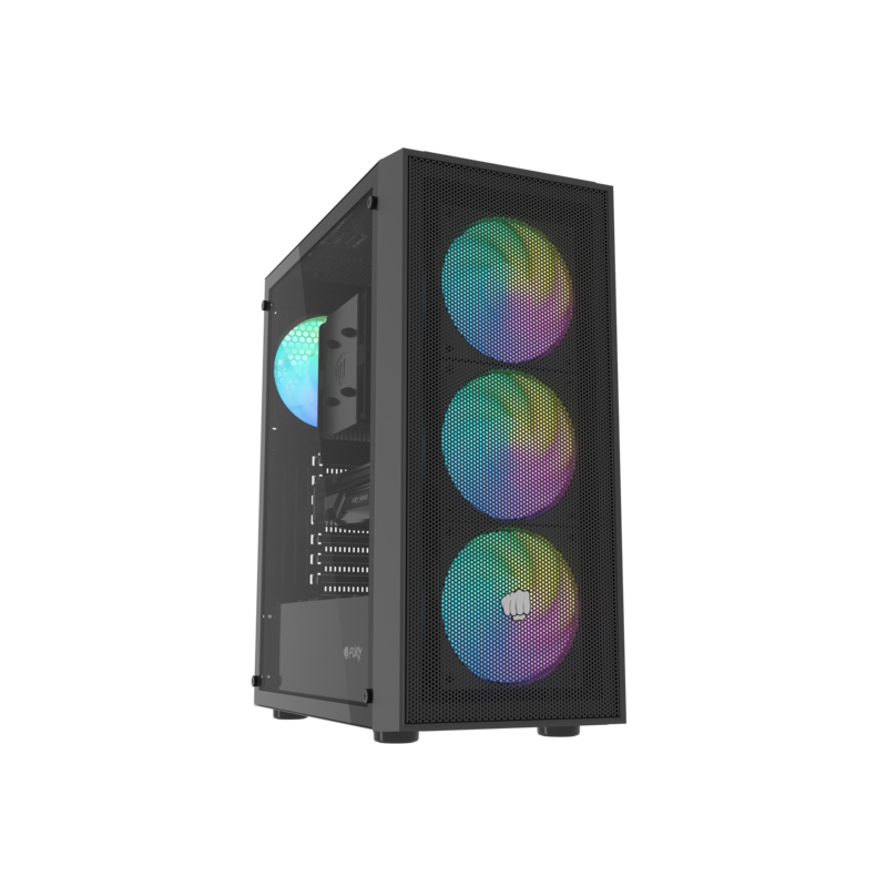 Caja Pc Shobo Sh8f Argb Midi Tower Con Oknem Negra