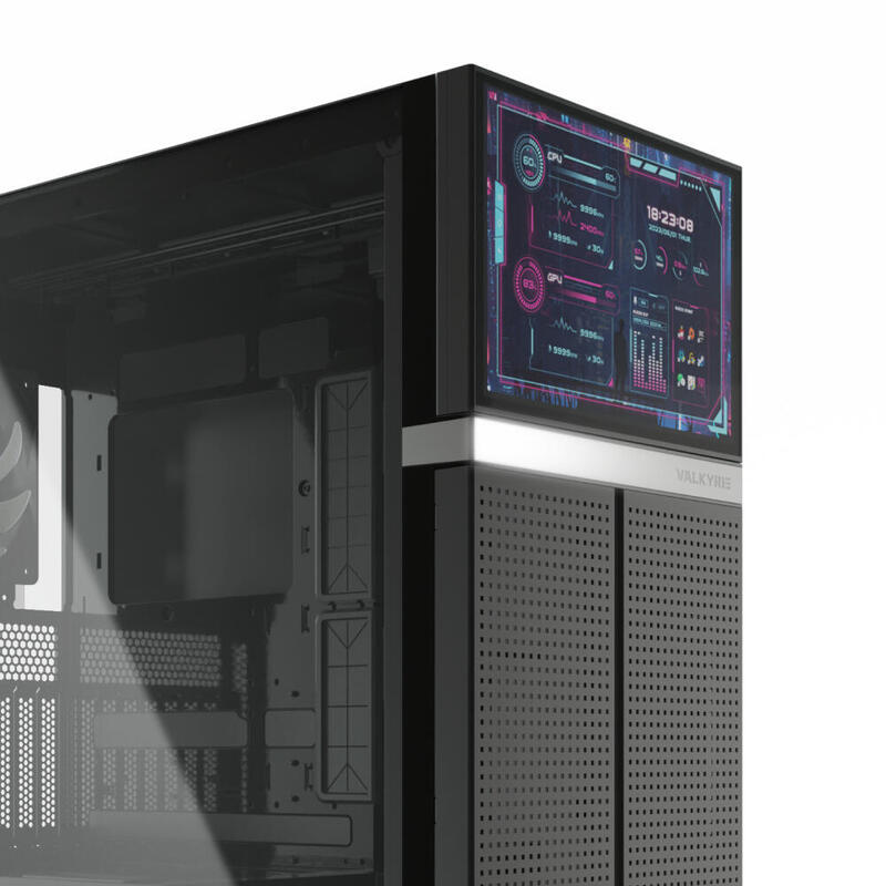 Caja Pc Valkyrie Vk02 Lcd Negra, Vidrio Templado Vk-Case02lcd