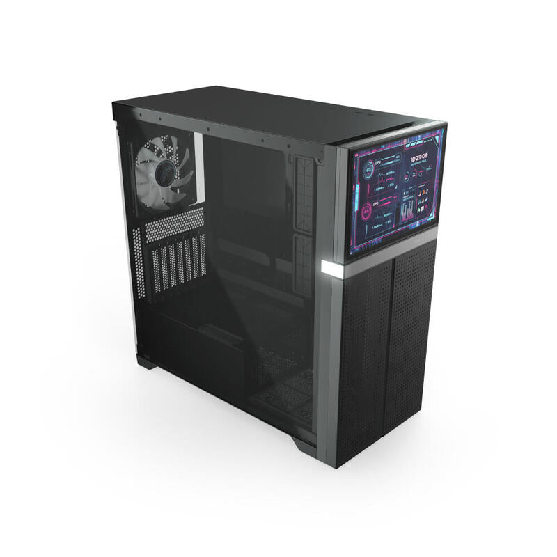 Caja Pc Valkyrie Vk02 Lcd Negra, Vidrio Templado Vk-Case02lcd