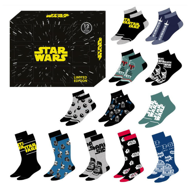 Caja Regalo 12 Pares Calcetines Star Wars Talla 40 46