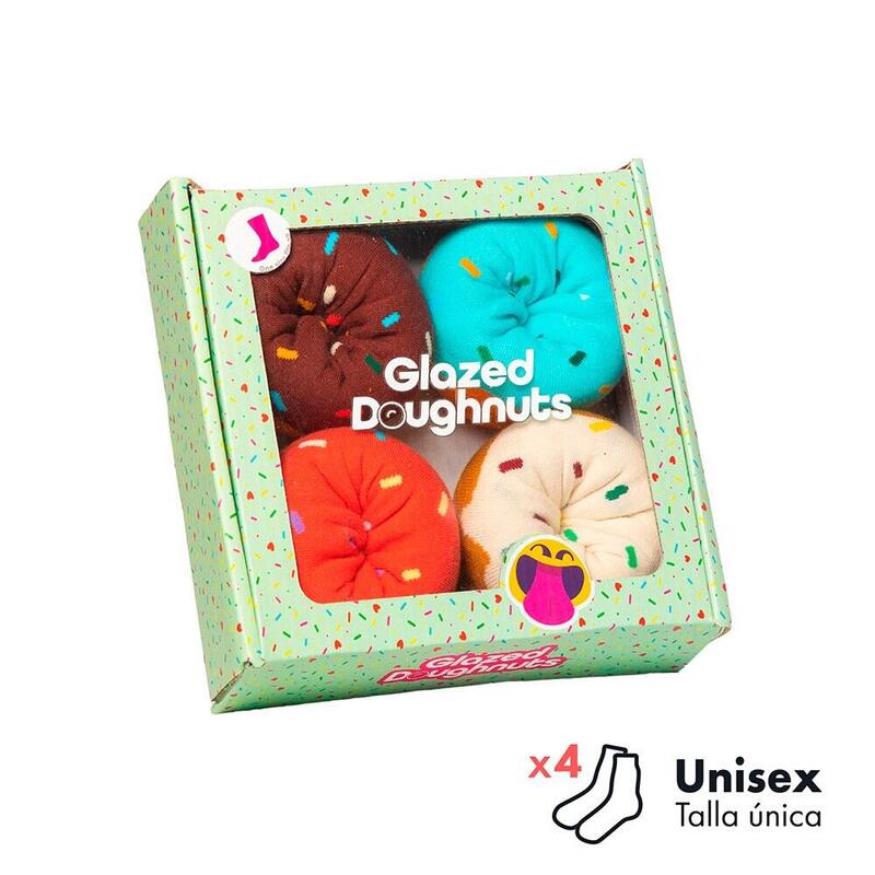Calcetines Caja Regalo Modelo Donuts 4 Pares Unisex Talla Única