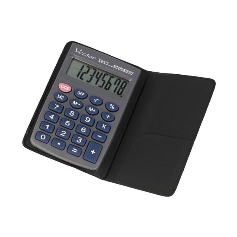 Calculadora De Bolsillo Vector Kav Vc-110iii, 8 Dígitos, 58 X 88 Mm, Gris