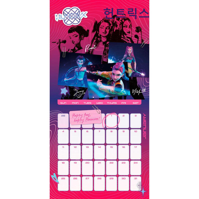 Calendario Pared Kpop Demon Hunters 2026