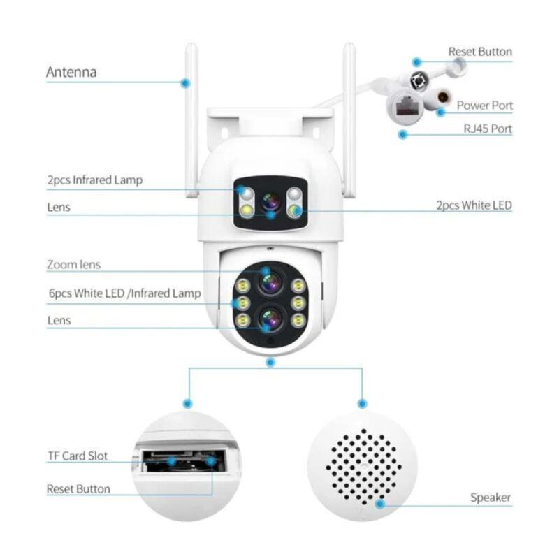 Cámara De Seguridad  Escam Qf500 5+5 Mp Lente Dual Wifi Blanco