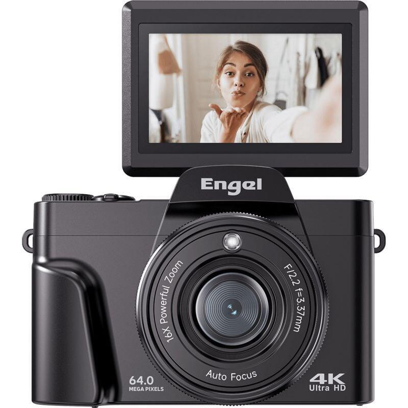 Cámara Engel Ec 3000 B 13 Mp (Hasta 64mp Interpolados) Uhd 4k Digital Compacta 16x Zoom Pantalla 3" Abatible Wifi Negro