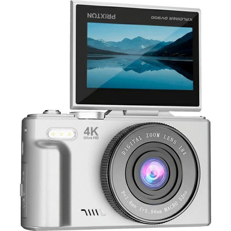 Cámara Prixton Xplorer Dv900 64 Megapixel 4k 3840p 3" Pantalla Lcd Ips Zoom 4x Flash Plata