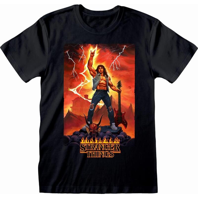 Camiseta Stranger Things Eddie Rocks Black - Xxl