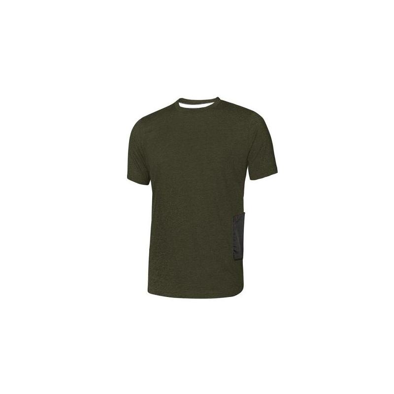 Camiseta  Upower Road De Manga Corta Polycotton - Talla 3xl - Slim-Fit, Cuello Acanalado Elastico, Bolsillo Celular,