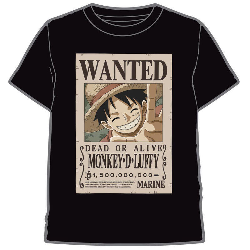 Camiseta Wanted Luffy One Piece Adulto Talla L