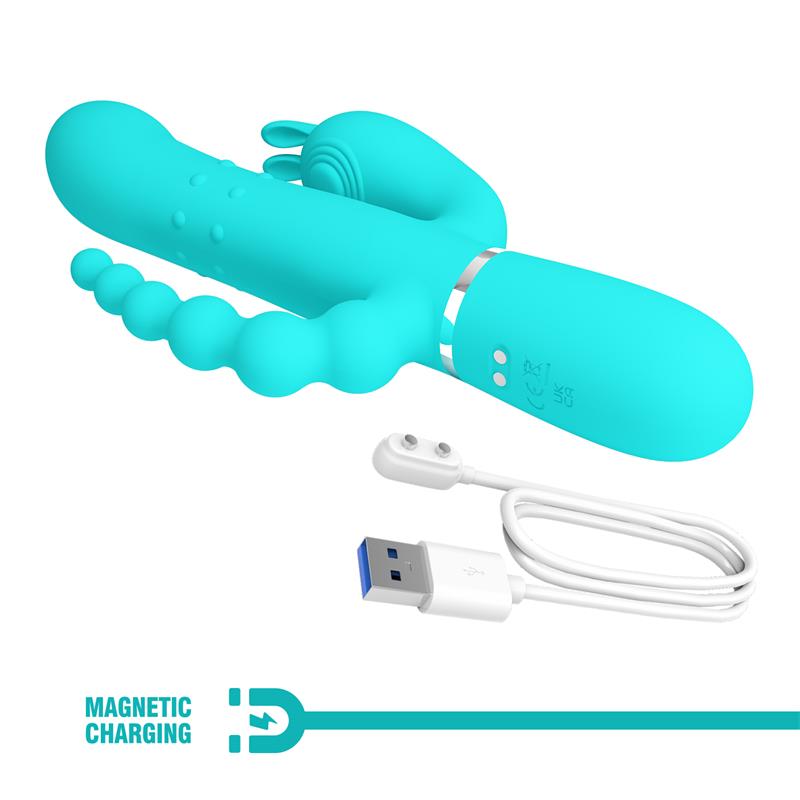 Pretty Love - Cammy Triple Vibrador Rabbit Multifunción 4 En 1 Azul