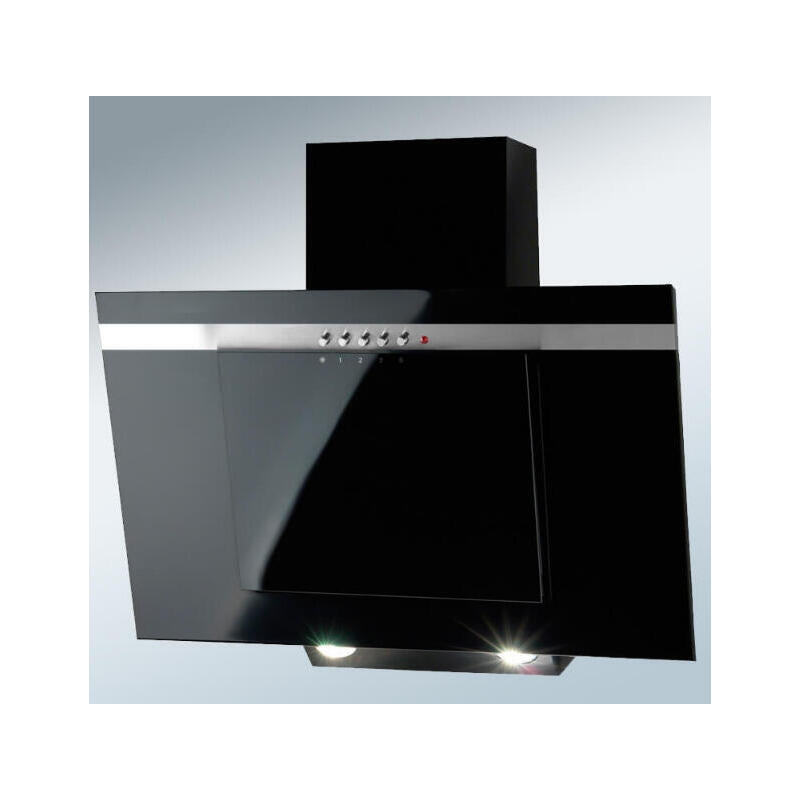 Campana Extractora Akpo Wk-4 Nero Line Eco 144 M³ / H Montaje En Pared Negro, Acero Inoxidable