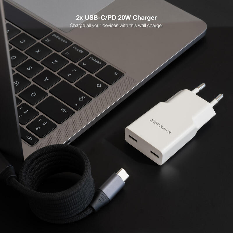 Cargador 2xusb-C/Pd 20w, Blanco