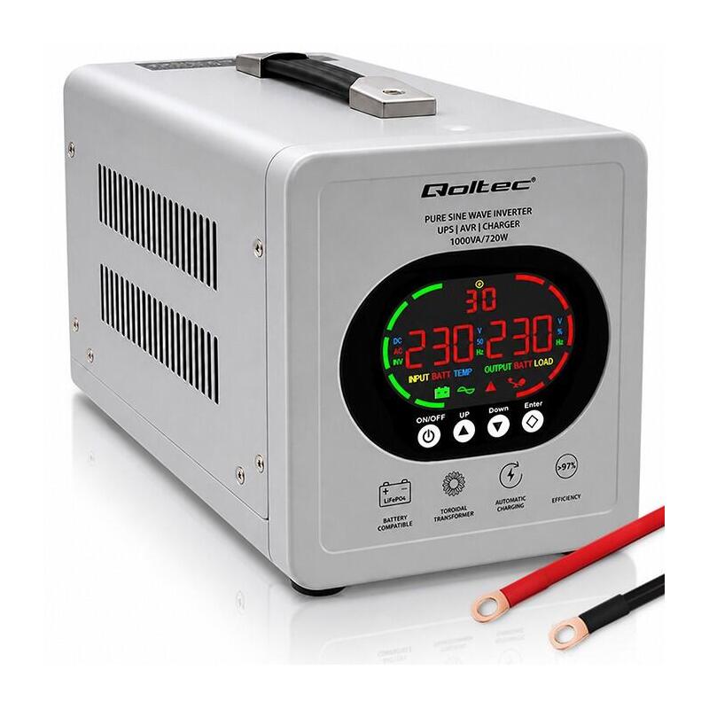 Cargador Awaryjny Ups Pure Sine Wave 1000va/720w Przetwornica12/230v Z Avr Lcd Lifepo4 Agm Gel