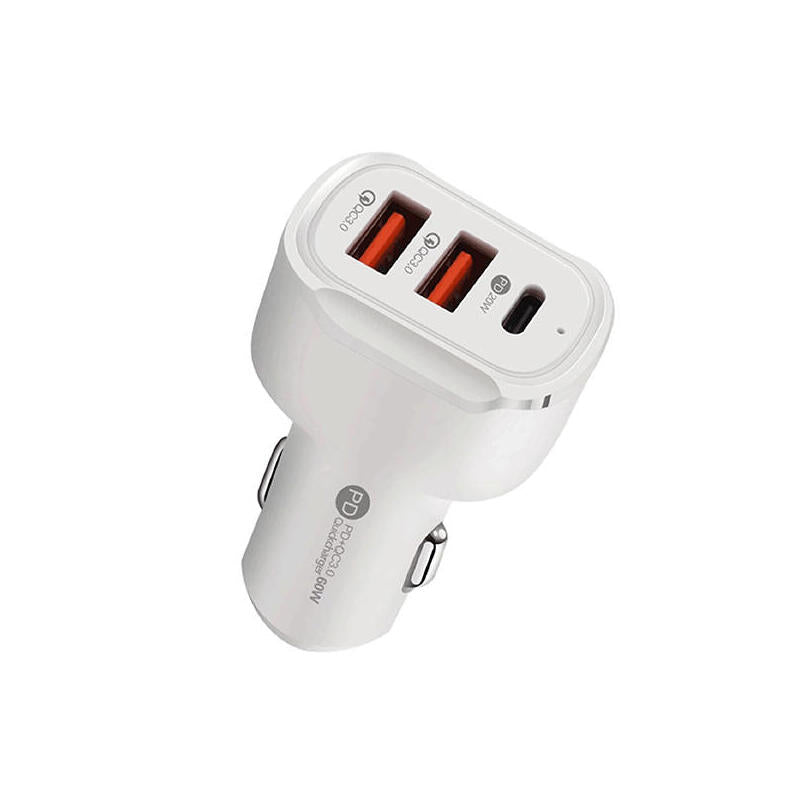 Cargador De Coche 2 Usb Tipo A + 1 Tipo C 60w