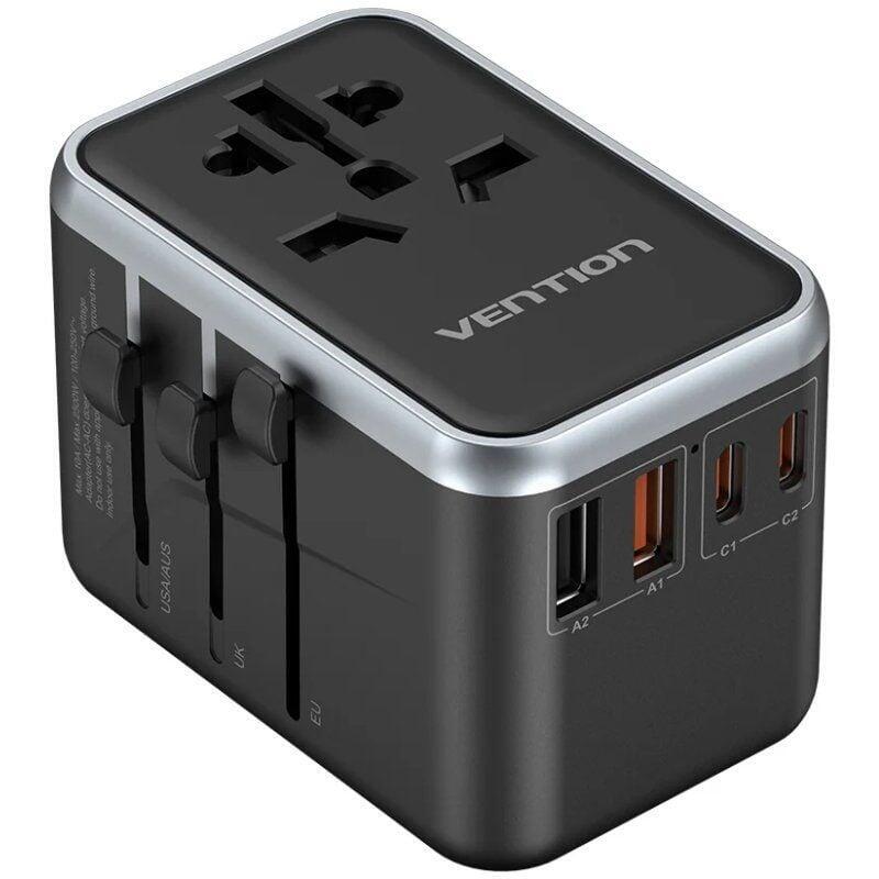 Cargador De Pared Universal Vention Fjfb0 Toma De Corriente Universal 2xusb Tipo-C 2xusb 65w