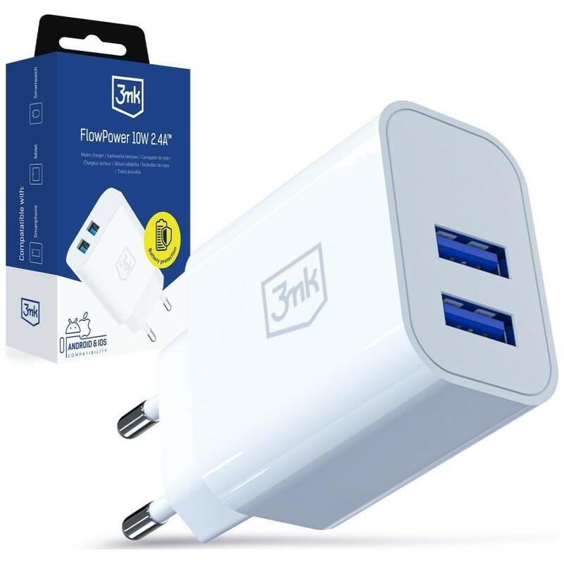 Cargador De Red 10w 2xusb-A 2,4a Flowpower Blanca