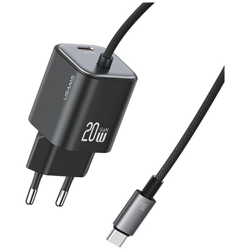 Cargador De Red Jc Series Cc261 20w Gan Fast Charger Wbudowanycable Usb-C Negra