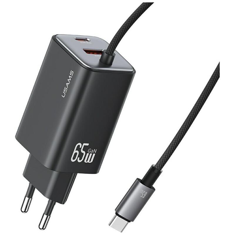 Cargador De Red Jc Series Cc266 65w Gan Fast Charger Wbudowanycable Usb-C Negro