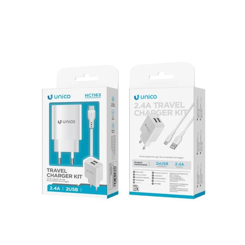 Cargador Doble Usb 2,4a + Cable Tipo C