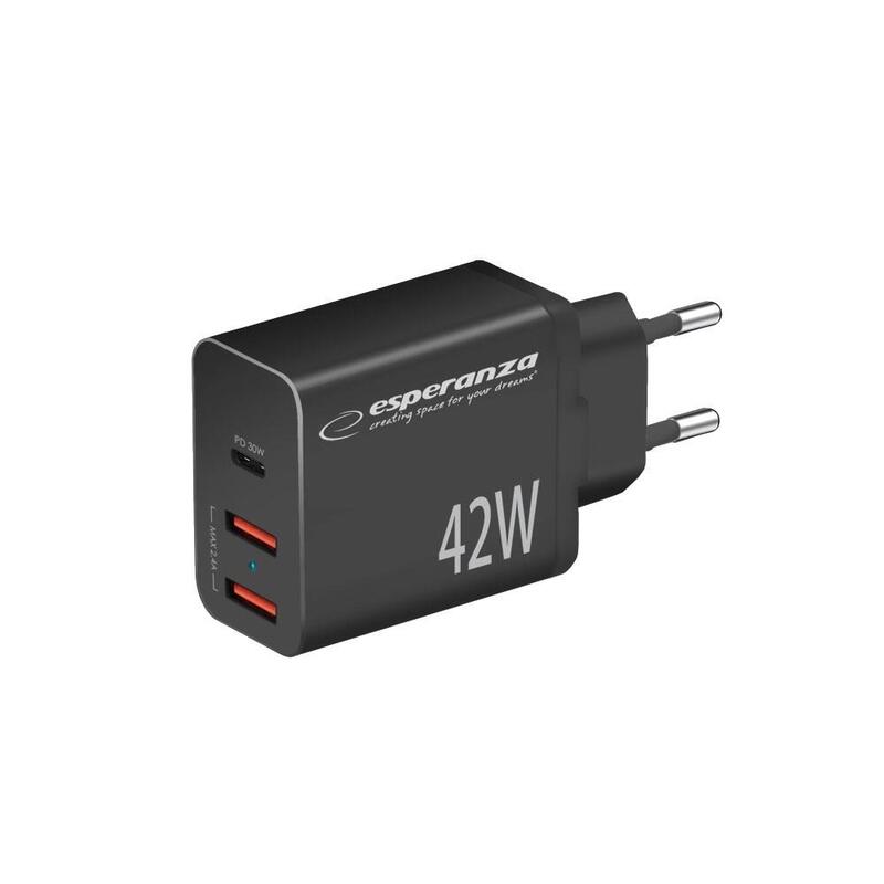 Cargador  Esperanza Ezc106k  De Red 42w Negro