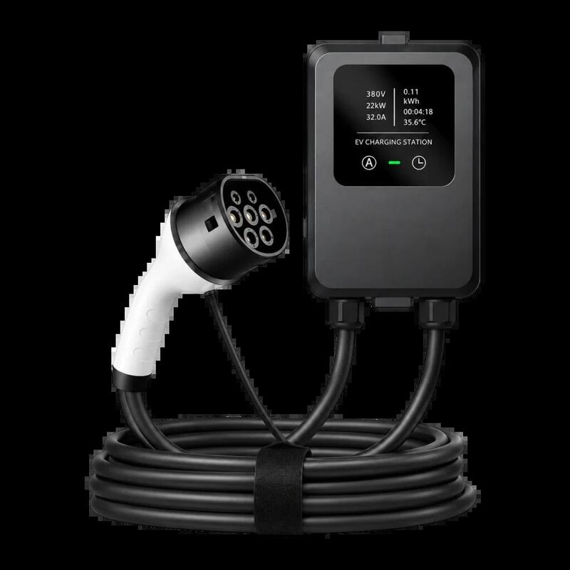 Cargador Ev Tipo 2 32a 7.0kw Monofásico 5m Lcd