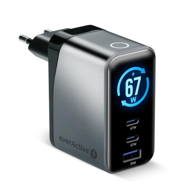Cargador Gan 1 X Usb, 2 X Usb-C Carga Rápida 4+ 67w Negro