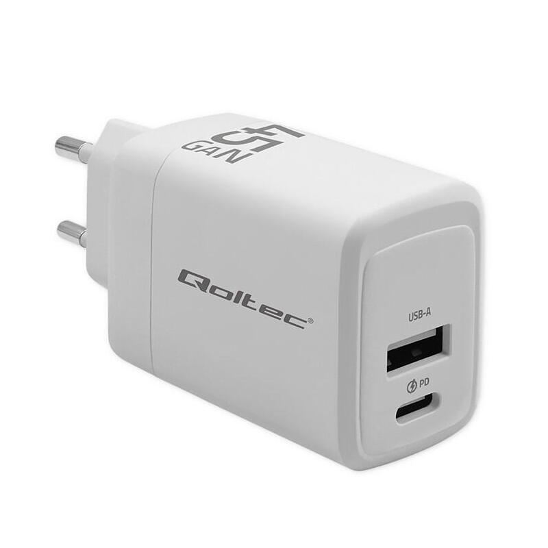 Cargador Gan De 45 W, 5 V, 20 V, 1,5 A, 3 A, 1 Usb C Pd, 1 Puerto Us