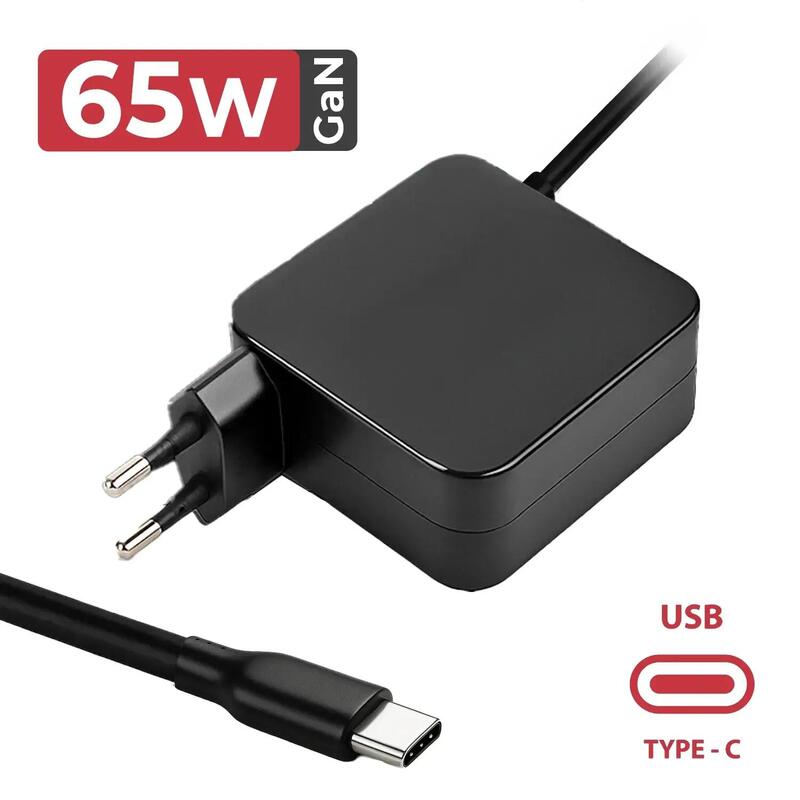 Cargador Gan Usb C Para Portátil 5v 20v 3.25a 65w Negro