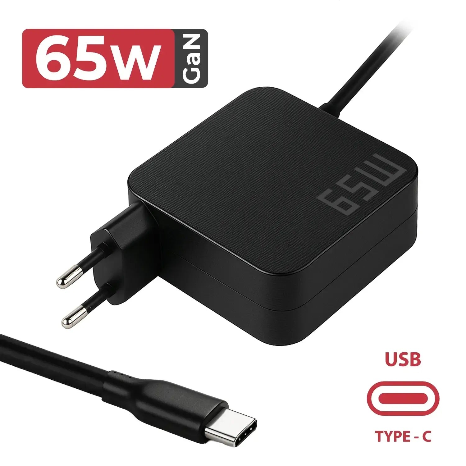 Cargador Gan Usb-C Para Portátil 5V-20V/3.25A 65W Negro