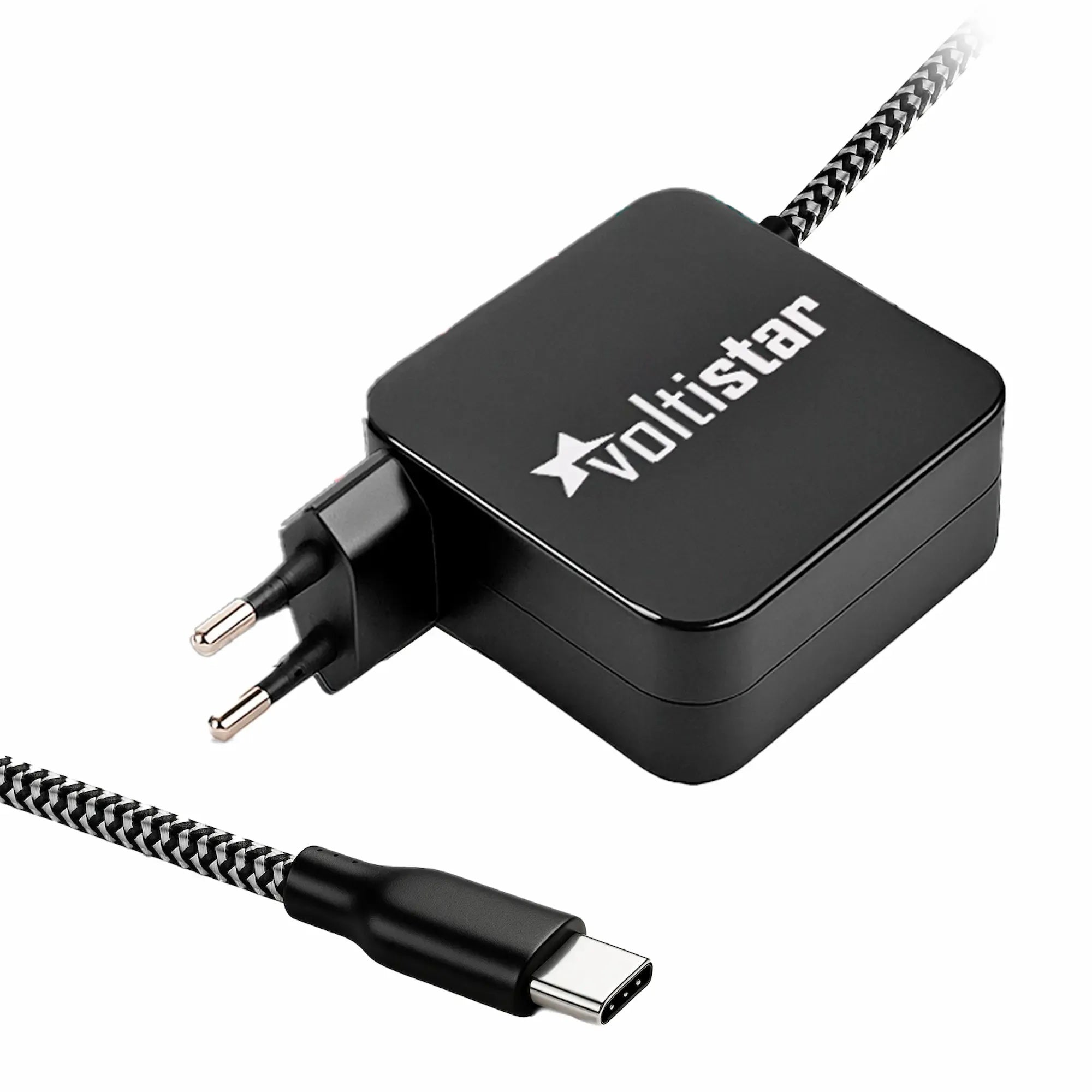 Cargador Multivoltaje Usb-C Para Portátil 5V-20V 3.25A 65W Negro Cable Trenzado