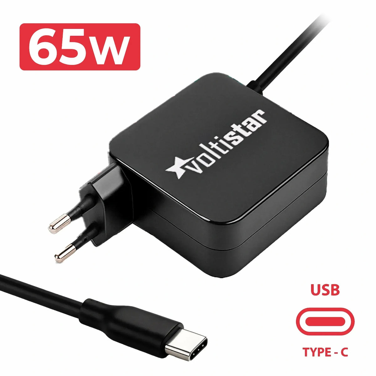 Cargador Multivoltaje Usb-C Para Portátil 5V-20V 3.25A 65W Negro