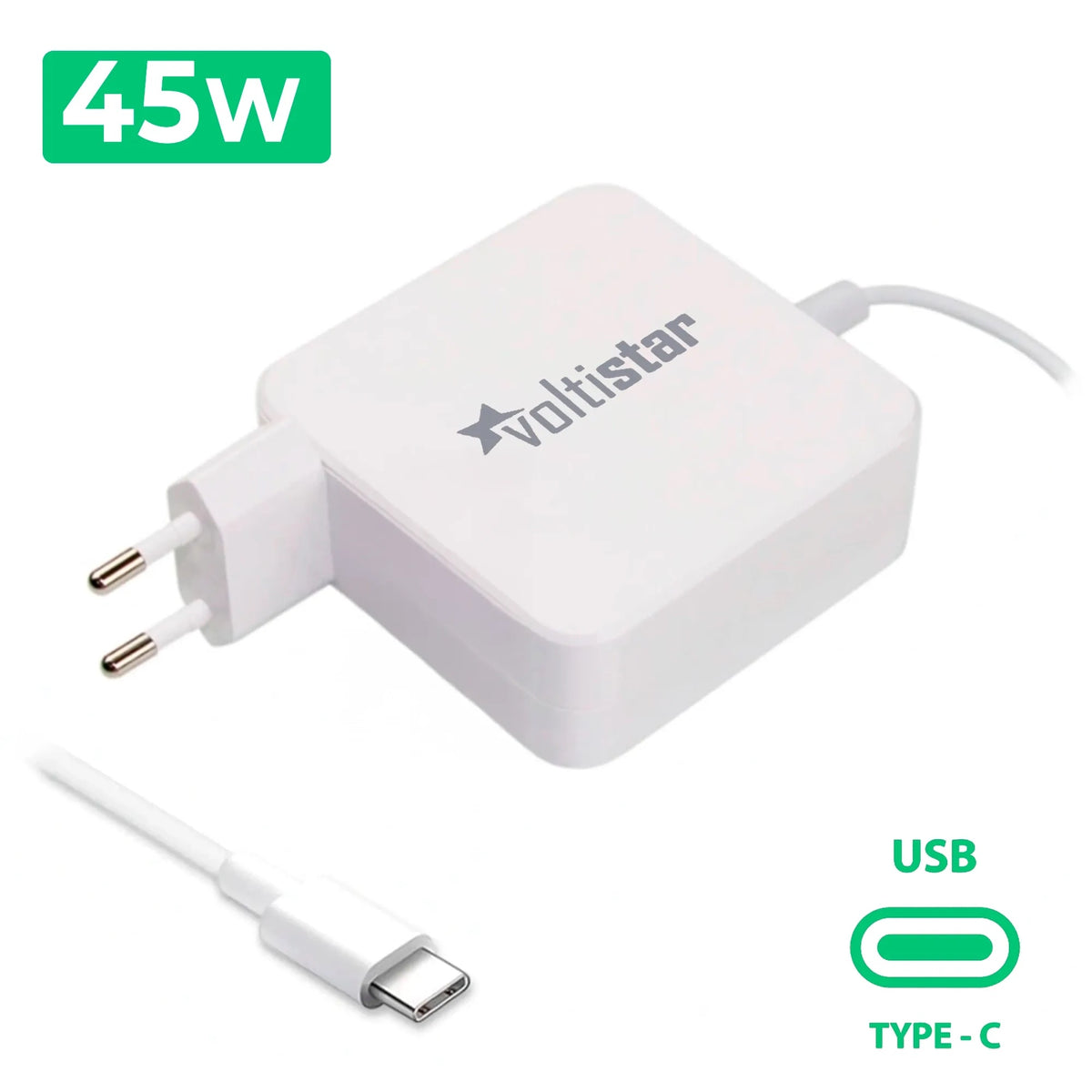 Cargador Multivoltaje Usb-C Para Portátil 5V-20V 2.25A 45W Blanco